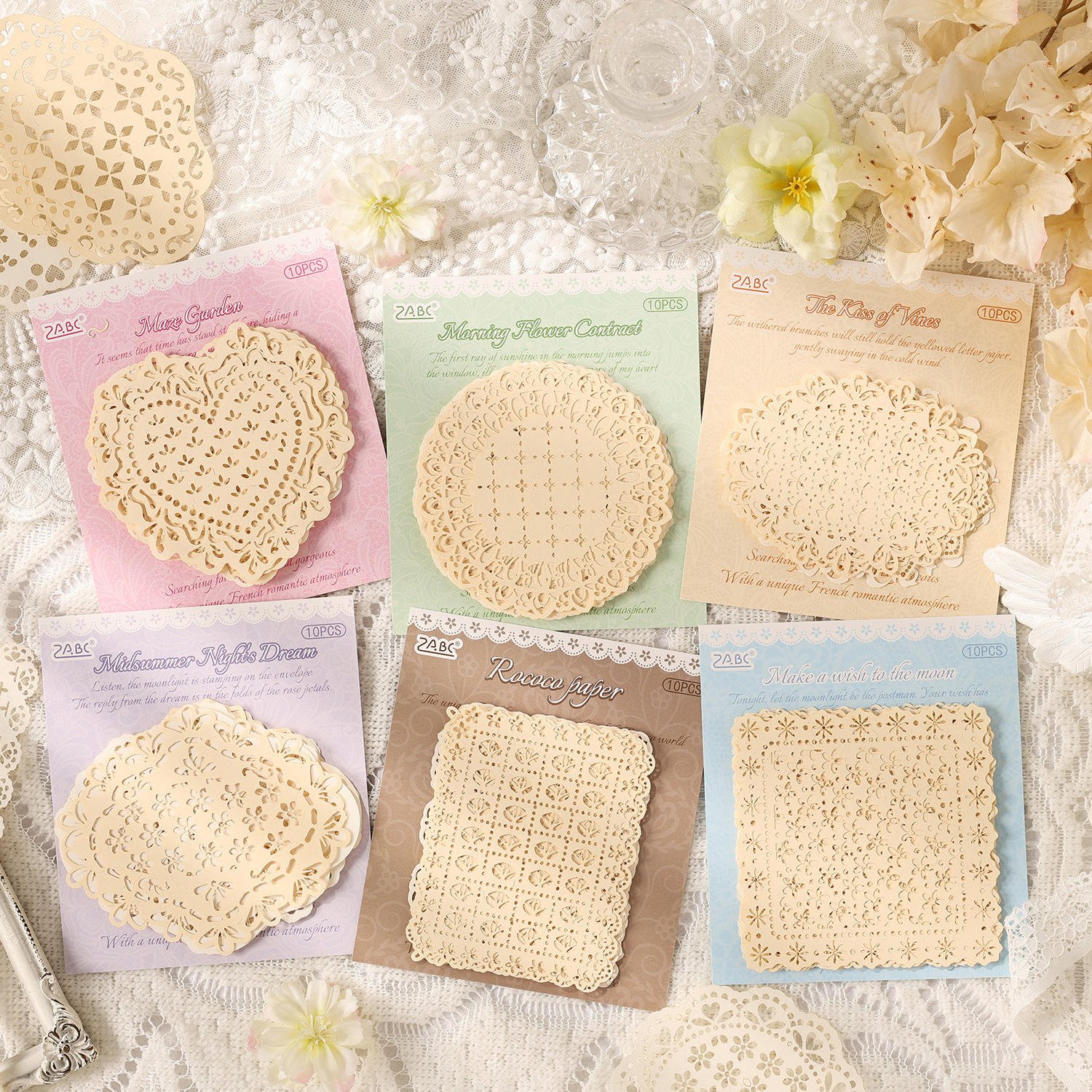 10 Sheets Per Pack of Craft Paper Greyshade Collection DIY Lace-cutout Notebook Embellishments