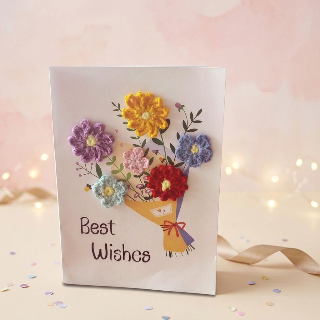 Handmade 3D Creative Knitted Greeting Cards for Birthday Anniversary Woven Kraft Paper Thank You Cards for Wedding Gift Giving
