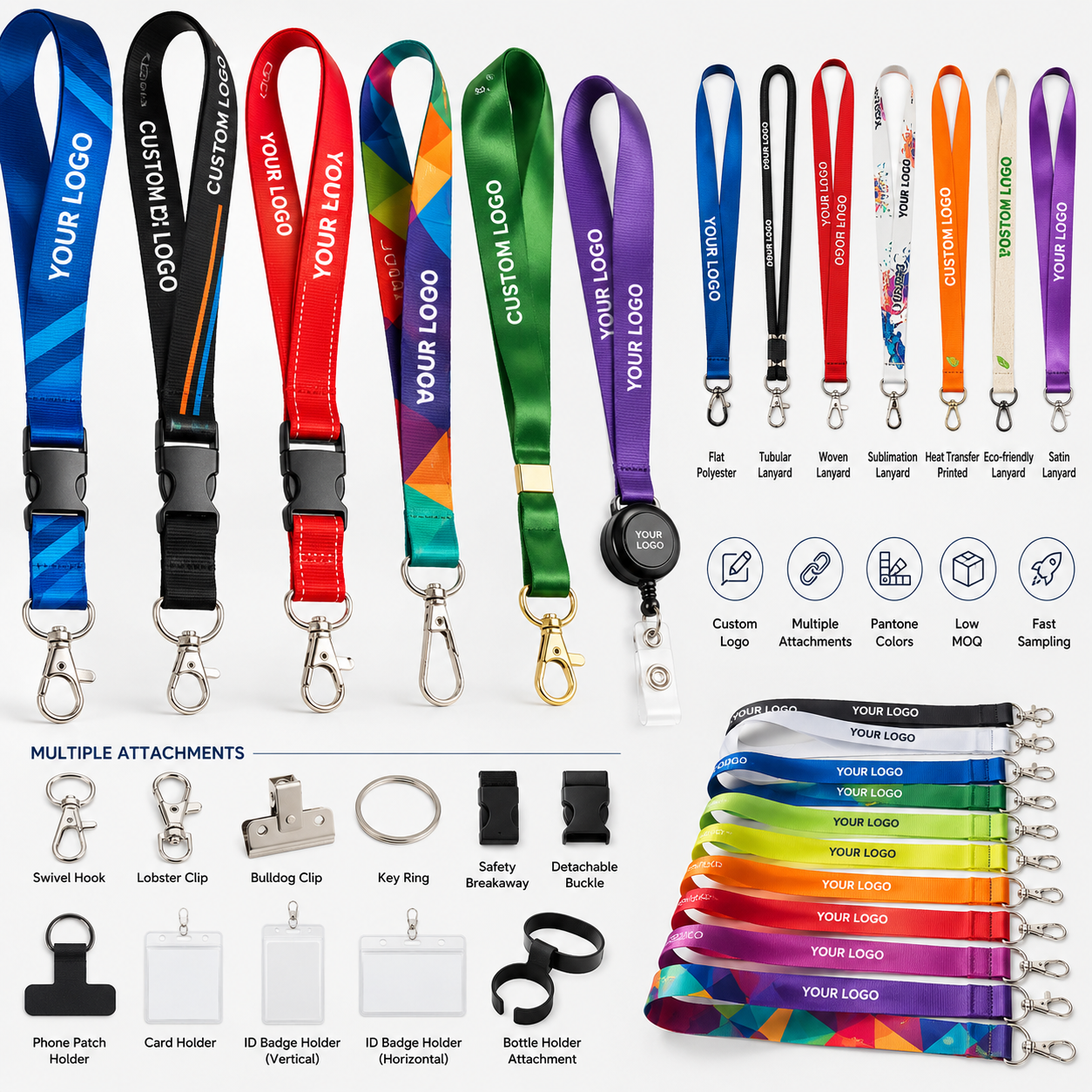 Customizable Polyester Lanyard with Hook Personalized Rope Featuring Logo