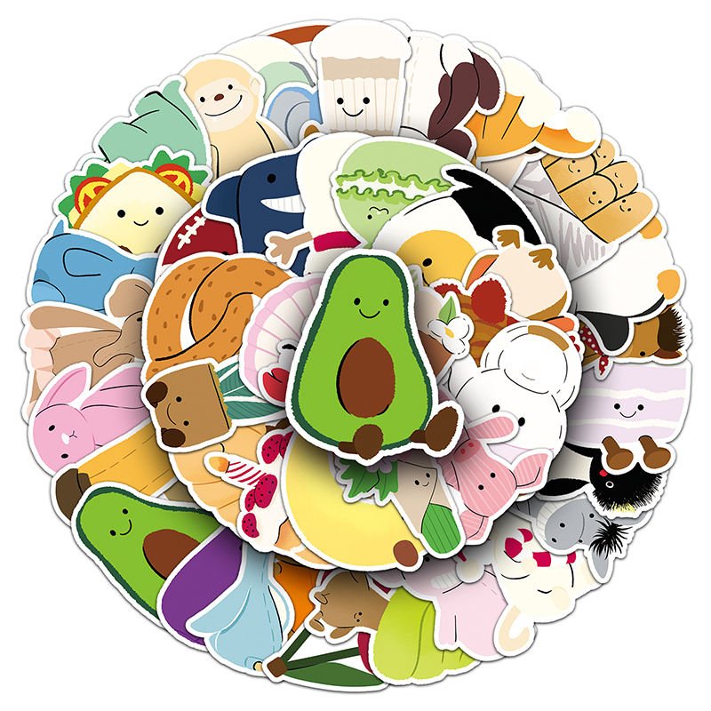 50Pcs Factory Wholesale Cheap High Quality Cute Cartoon Decorative Hand-Painted Jellycat Stickers for Cyclists Ledger Stickers