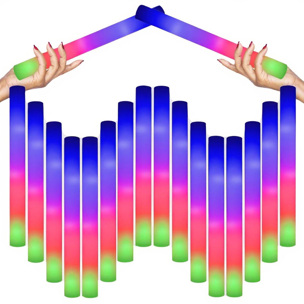LED Light Portable Foam Glow-in-Dark Sticks 3-Color Flashing Baton Wands ROMANCE Theme Party Supplies for Weddings Raves