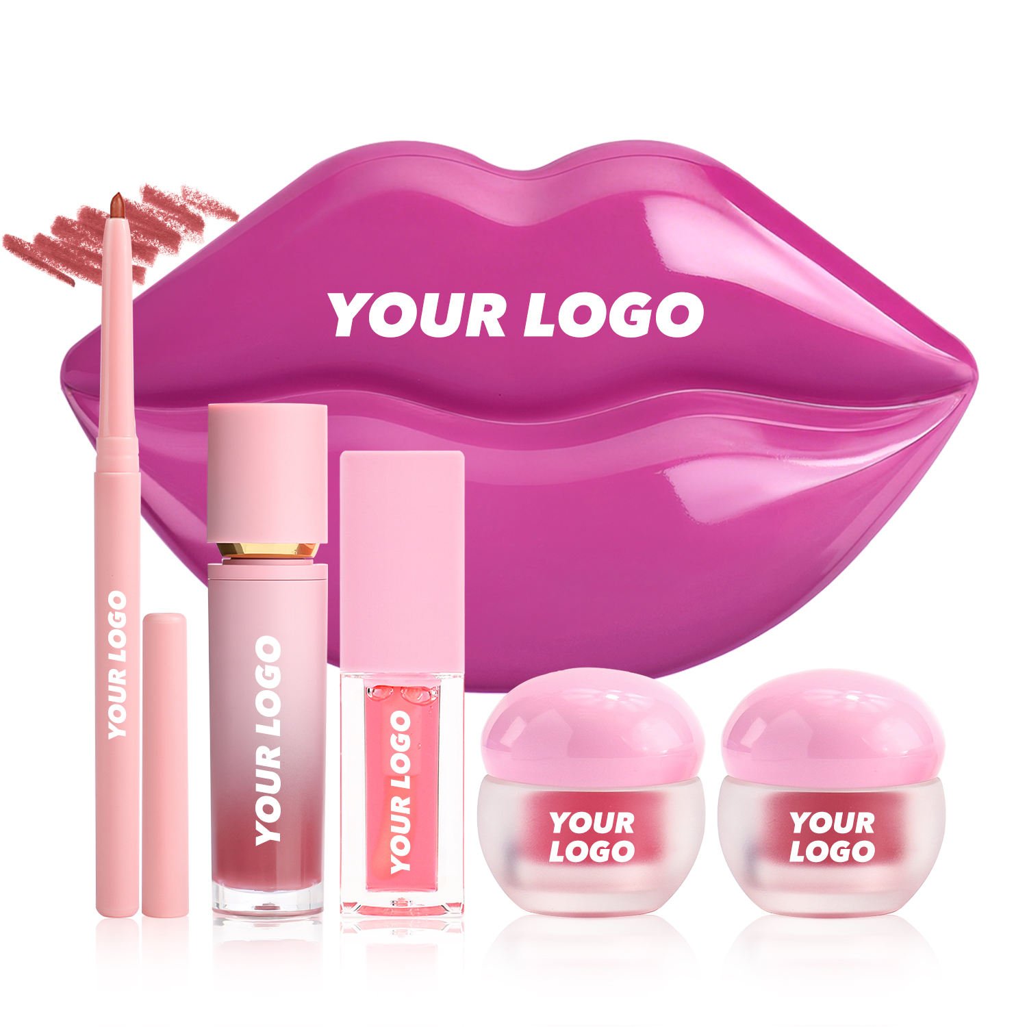 Lip Gloss Lipliner Makeup Gift Sets Beauty Set Box Holiday Gift Lipoil Scrub Lip Mask 5 Pcs Makeup Set