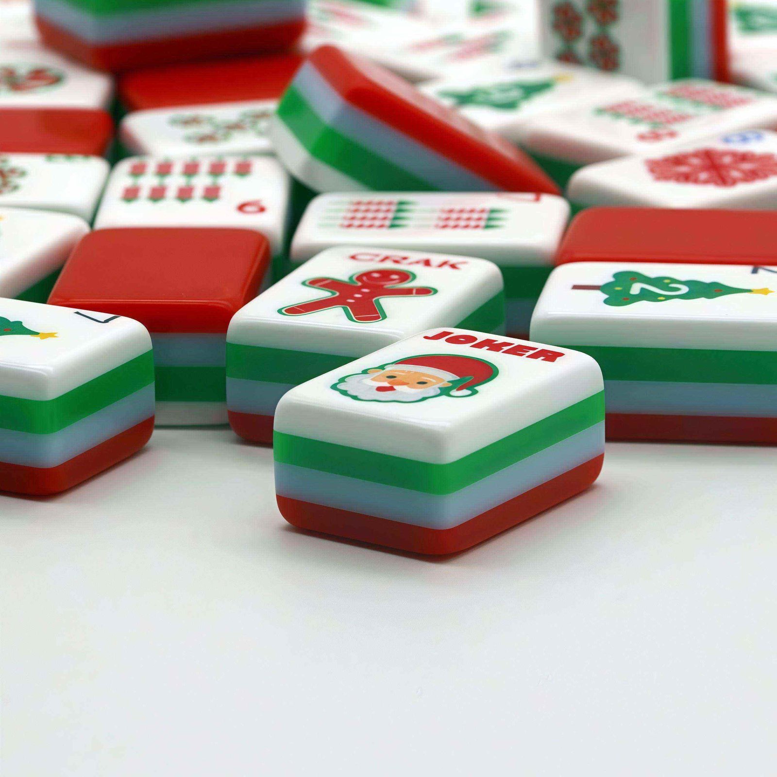 Luxury Christmas American Mahjong Set, Acrylic Hand-Printed Holiday Tiles, Portable Game for Christmas Party & Premium Xmas Gift