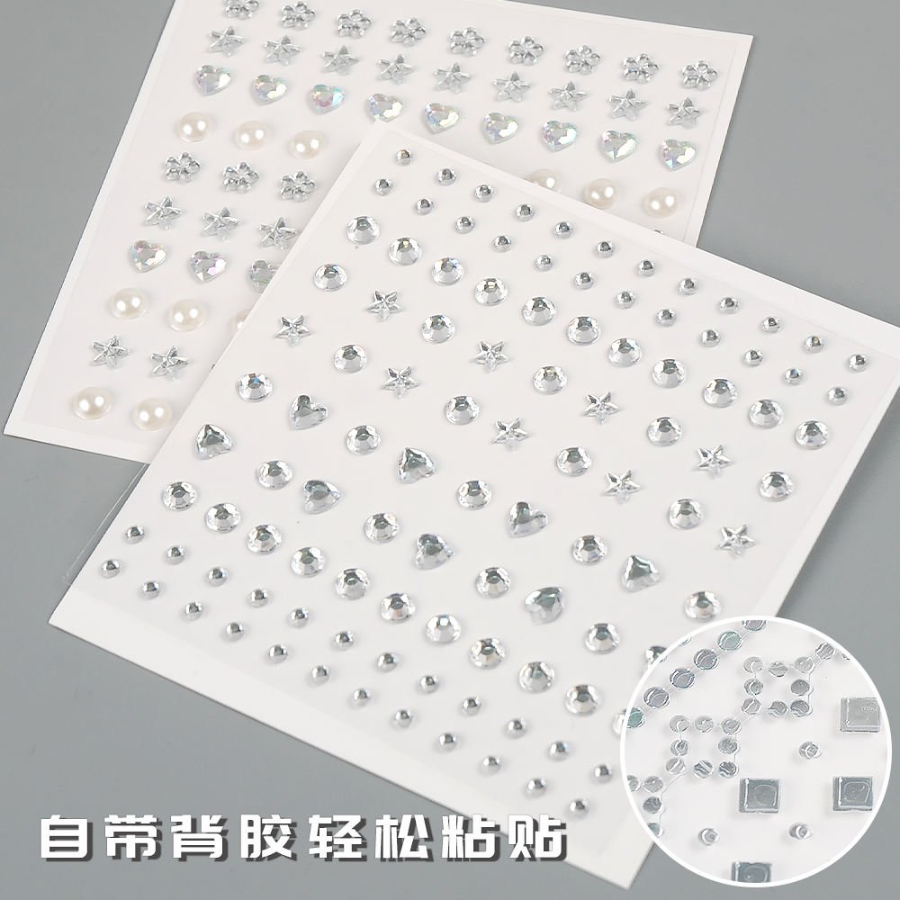 Mixed Color 3D Crystal Rhinestone Self-adhesion Stickers Heart Moon Star Diamond Decals for DIY Crafts Nail Art Phone Case Decor