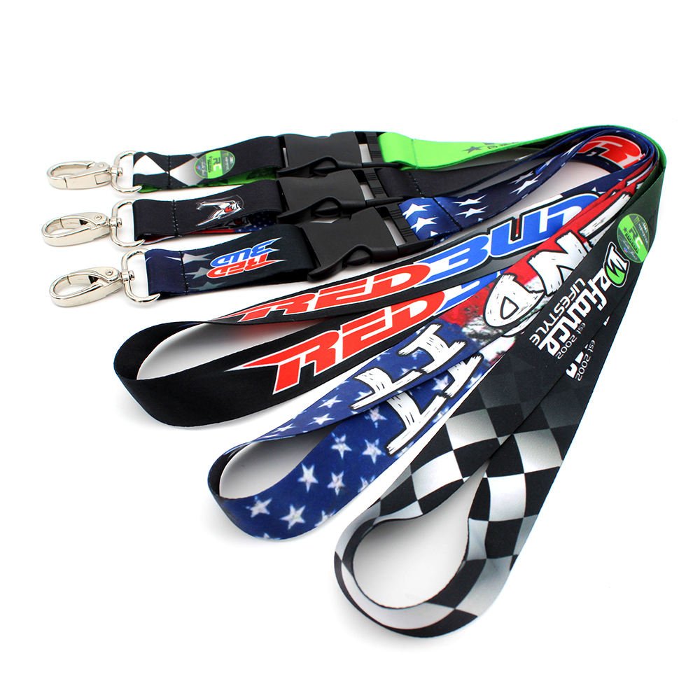 Manufacturer's Custom Polyester Sublimation Lanyards with Logo Low Minimum Order Personalized Neck Tool Printing for Promotions