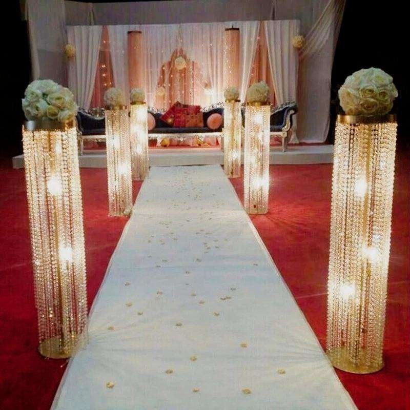 Wedding Venue Decoration Props Road Lead European-style Acrylic Bead Curtain Flower Stand Table Flower Vase