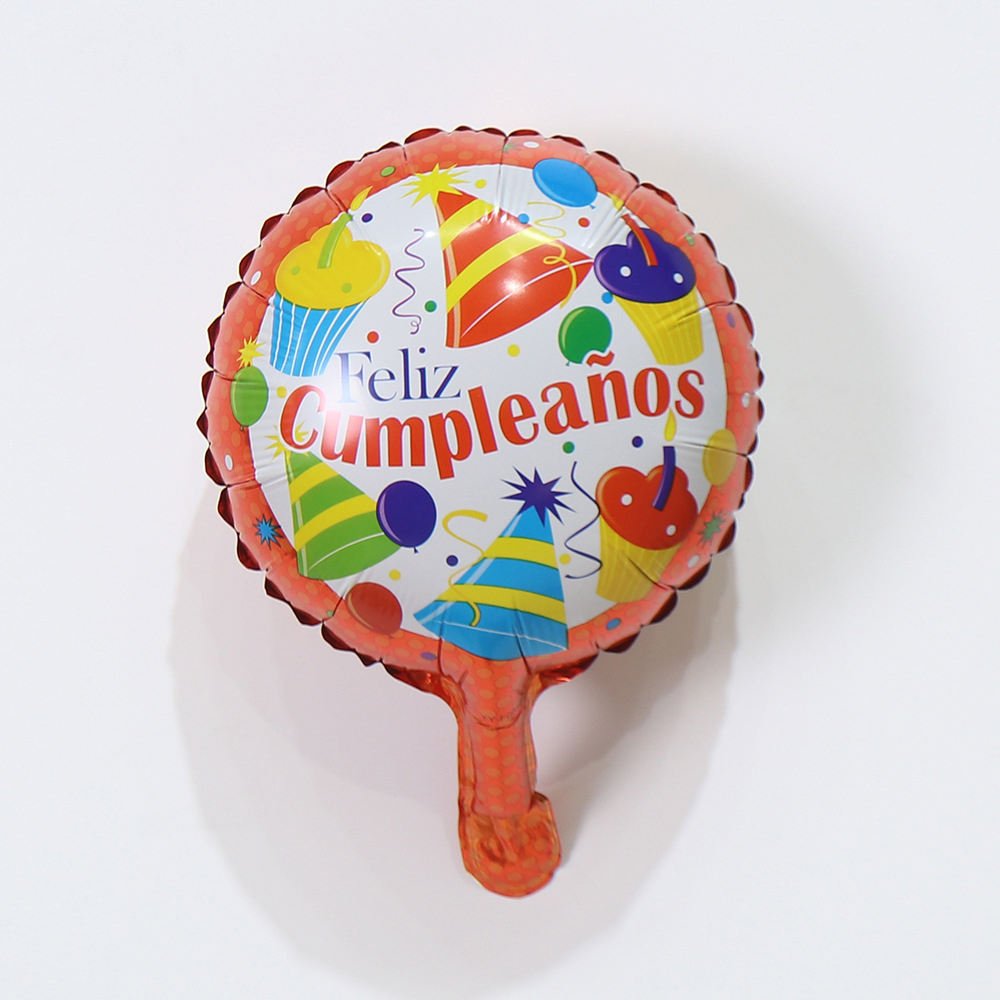 10-Inch Balloon Design Spanish Birthday Party Supplies Single Foil Mylar Helium Balloon Happy Birthday Greeting for Decorations