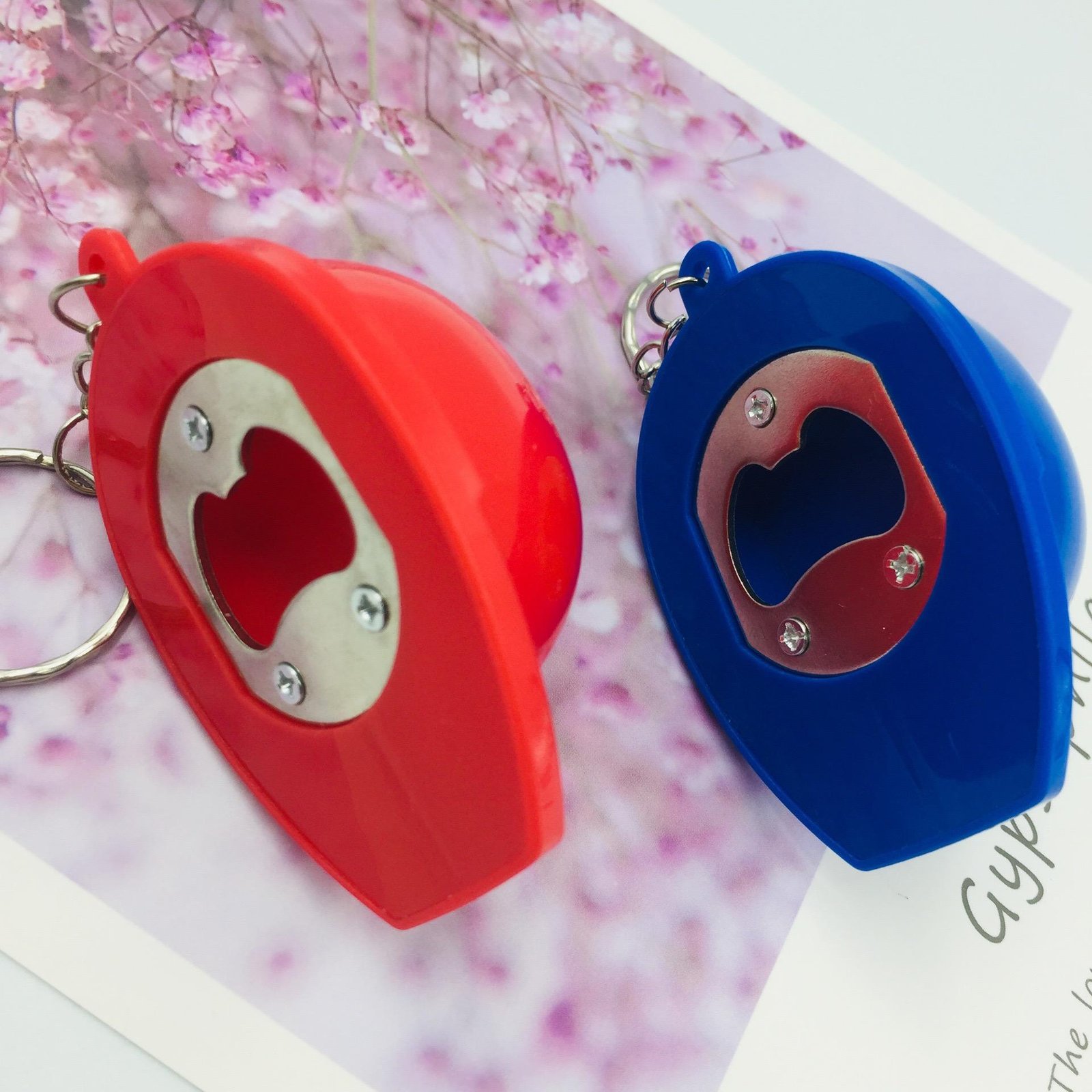 Custom Logo Promotional Plastic 3D Mini Construction Hard Hat Safety Helmet Bottle Opener Keychain Pendant