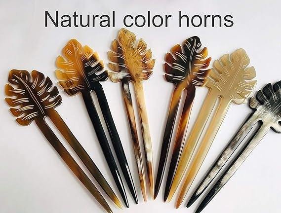 Women's Natural Buffalo Horn Hairpin Stick Smooth Teeth Polished Eco-Friendly Personal Care Accessory Polyfoam Crafts