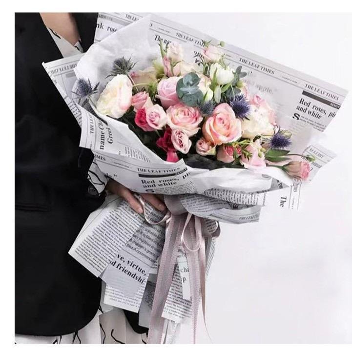 Floral Fashion Weekly Rose English Newspaper DIY Gift Packaging Florist Supplies for Bouquet Wrapping