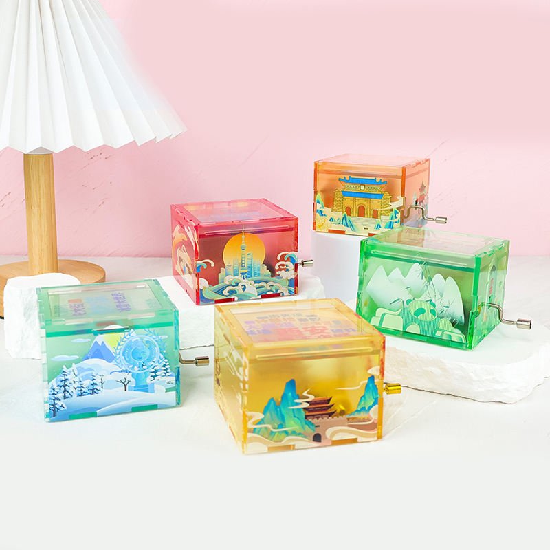 Cultural and Creative Ornaments Cultural and Creative Souvenir Decorations Acrylic Hand-cranked Music Box
