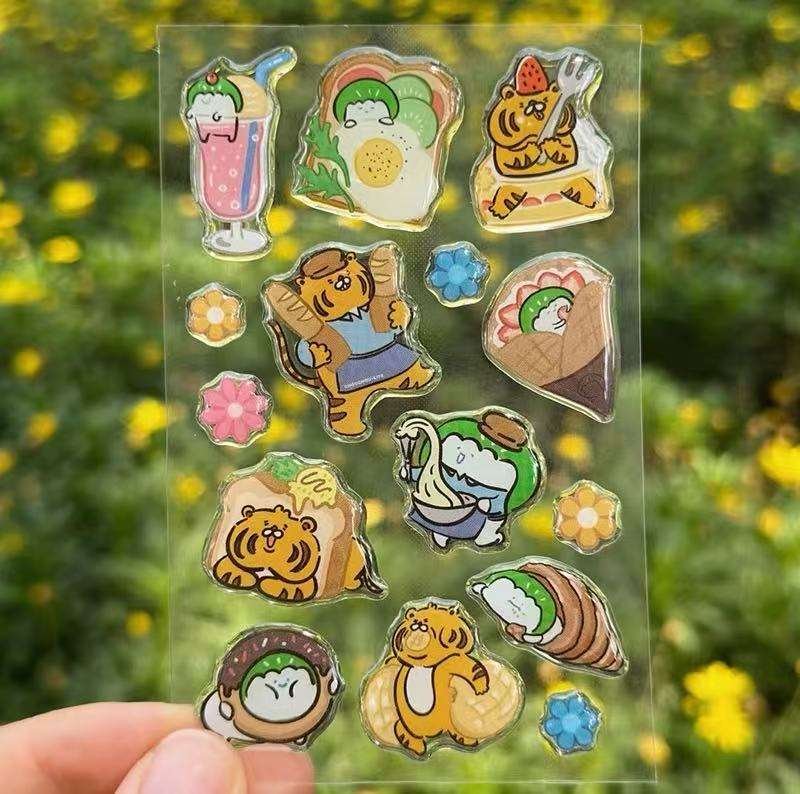 Custom Transparent Die-cut 3D Dome Epoxy Sticker Decorative Waterproof Adhesive Holographic Stickers Sheets for Promotional