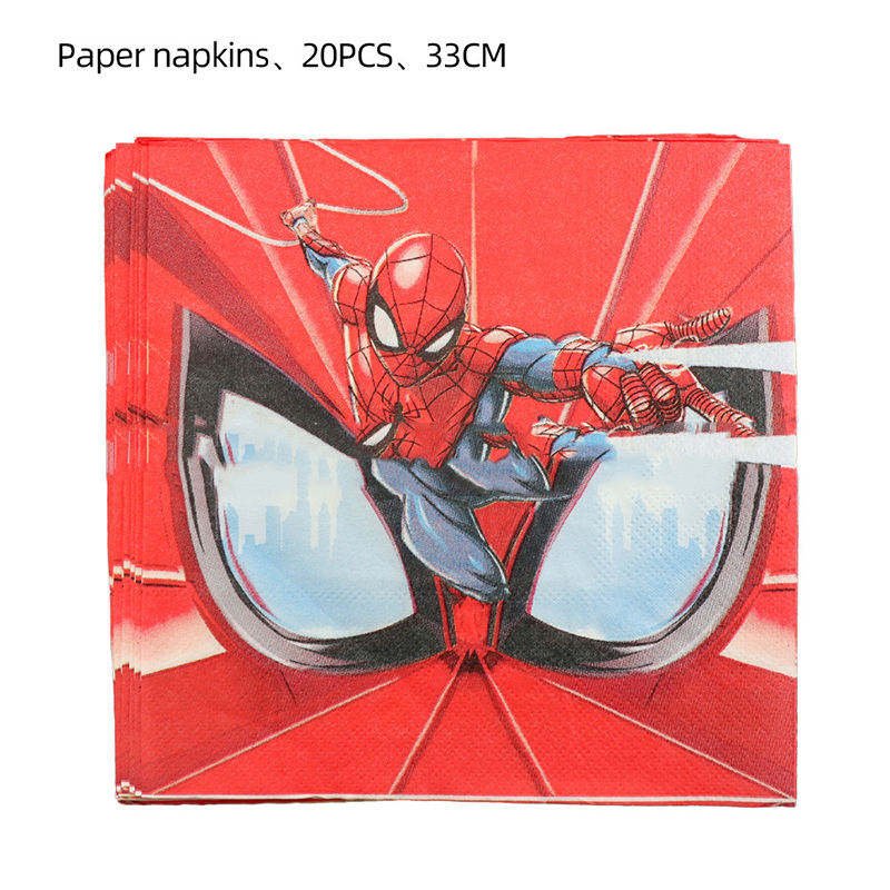 American Spiderman Theme Teen Party Supplies Set Balloon Paper Backdrop Decor Kit Durable Waterproof for Birthday Celebration