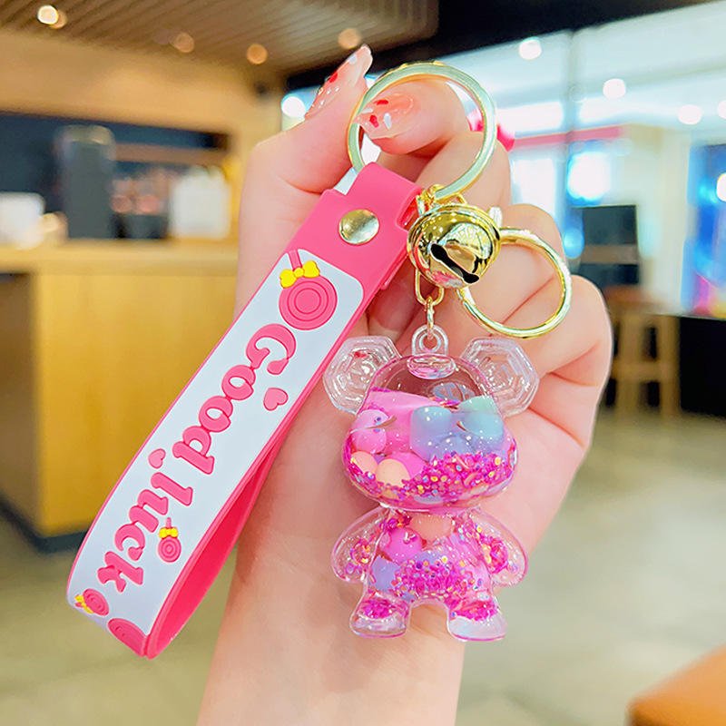 Cute Cartoon Liquid Acrylic Plastic Keychain Baby Doll Key Chain 3d Doll Bag Pendant Keyrings Wholesale