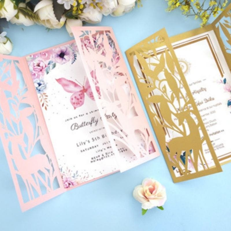 Luxury Elegant Custom Laser Cut Bridal Shower Wedding Invitation Envelope Card