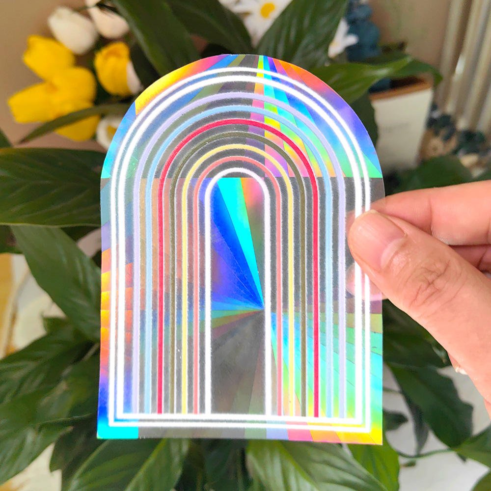 Rainbow Sun Catcher PVC Self Adhesive Circle Window Stickers UV Printing Waterproof Eco-friendly Custom Size Home Decor