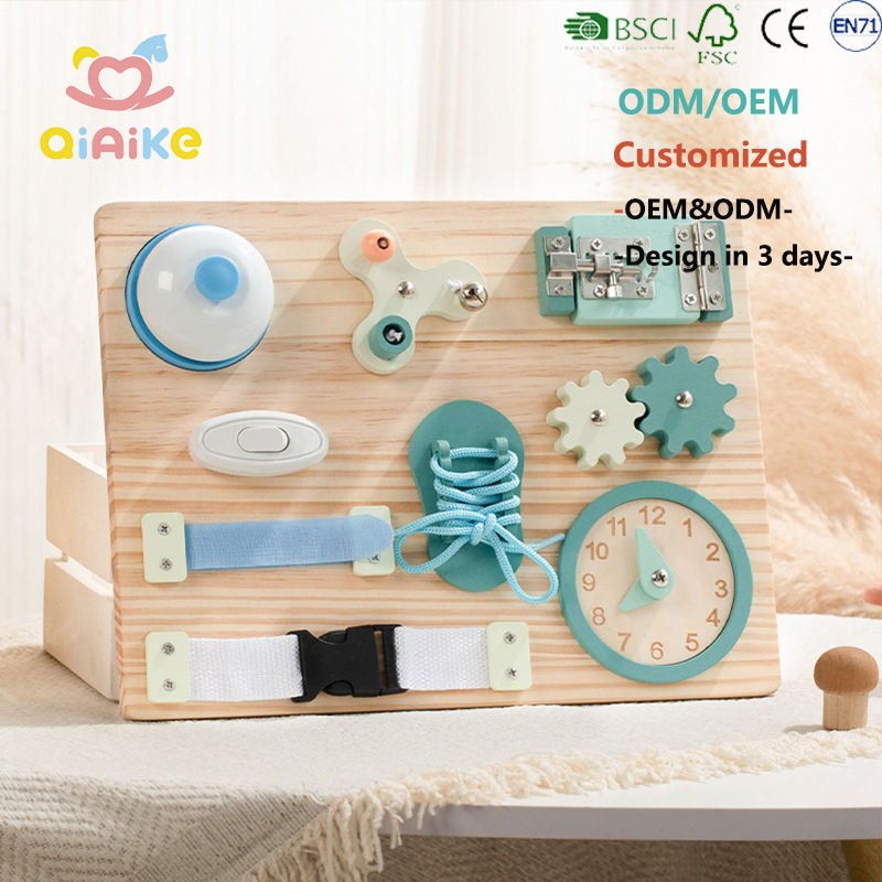 New Montessori Busy Board for Toddlers Wooden Sensory Activity Board for Fine Motor Skills Educational Fidget Travel Toys EN71
