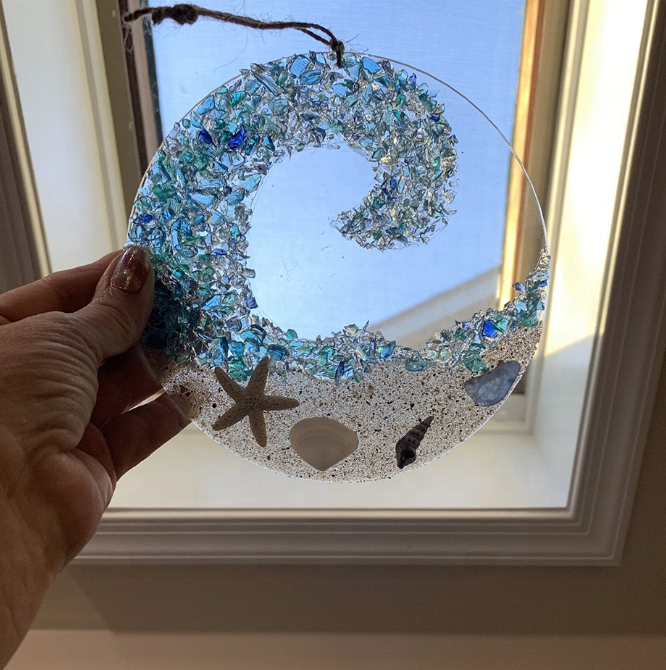 New Home Decor Acrylic Beach Suncatcher Ornament Resin Crafts Sea Glass Suncatcher
