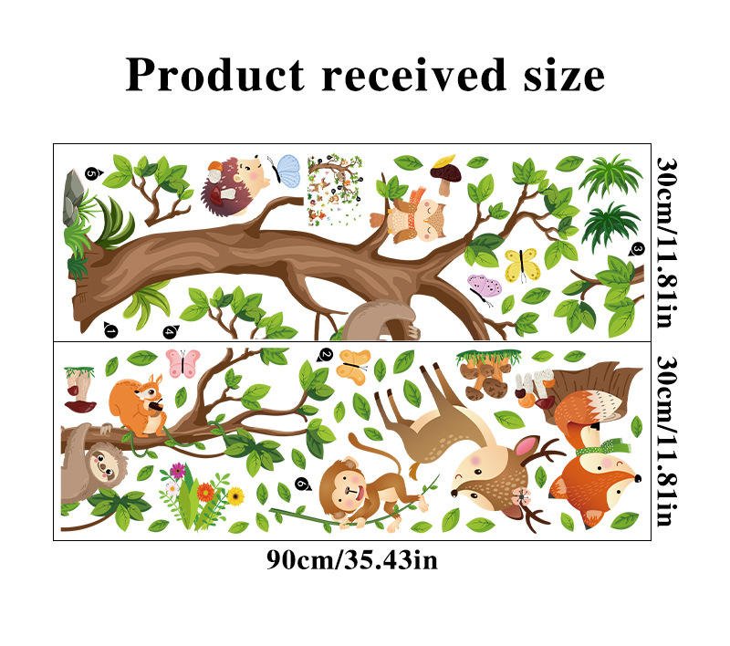 Self-Adhesive PVC Wall Sticker Cartoon Animal Design for Children's Room Home Decoration