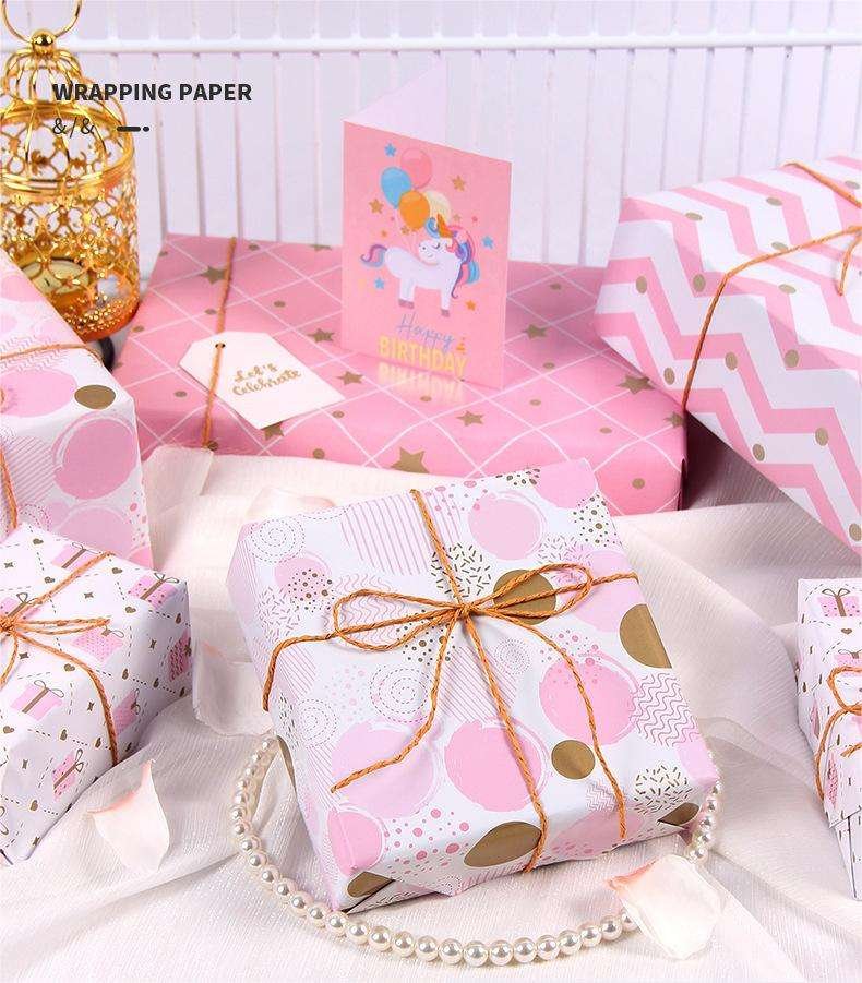 Glossy Coated Virgin Craft Paper Material Pinkish Custom Diy Crafts Gift Packaging Personalised Universal Wrapping Paper