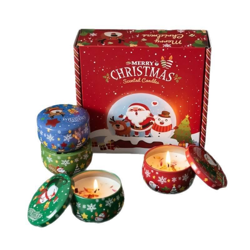 Cross-border Christmas Aromatherapy Soy Wax Candle Gift Set Scented Candles Souvenirs Plant-Extract Essential Oils Long-Lasting