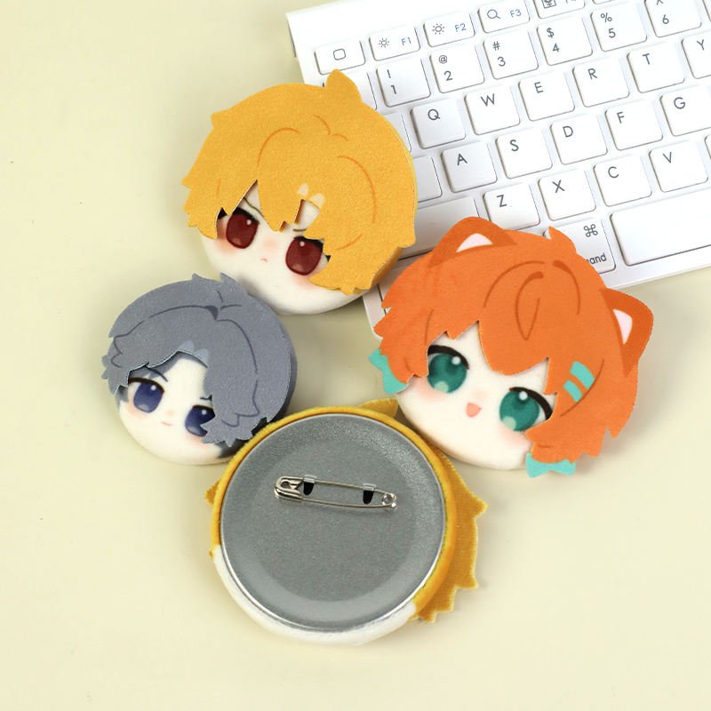 Factory Wholesale Metal Craft Button Badges, Custom Logo Pins, Round Buttons 58Mm/78Mm Custom 3D Plush Head Button Pins