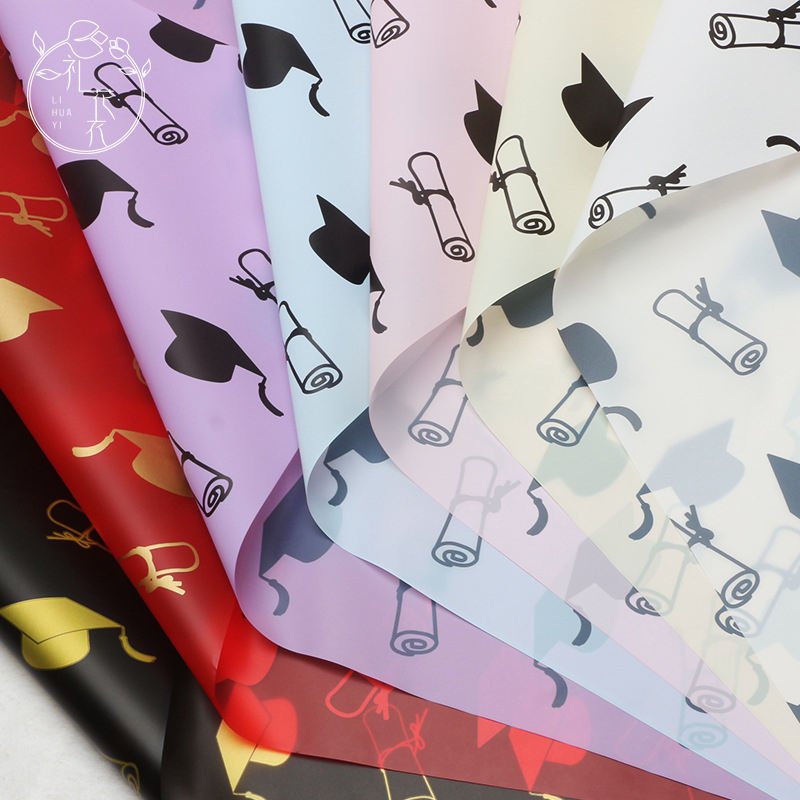 2025 New Design Metallized Paper Single Side Waterproof Flower Wrapping 56*56cm 50Micro Graduation Season Gift Craft Supplies
