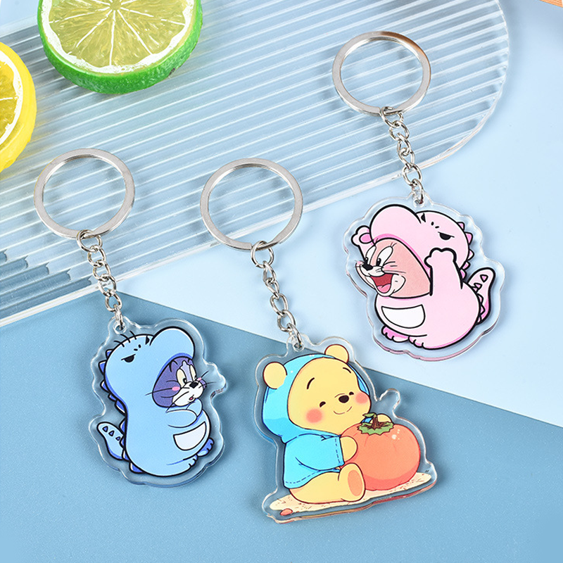 No Minimum Bulk Custom Design Cute Plastic Key Chain Personalized Cartoon Clear Printed Anime Acrylic Keyring Key Chains