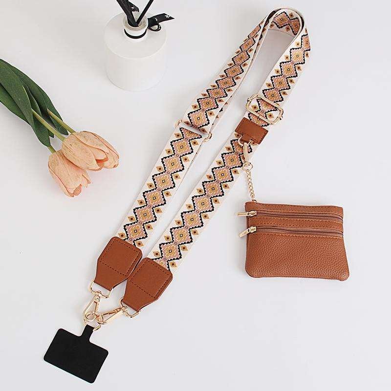Best-selling Trendy Polyester Screen-printed Mobile Phone Lanyard 3.8cm Wide Adjustable Diagonal Cross-body Bag Strap