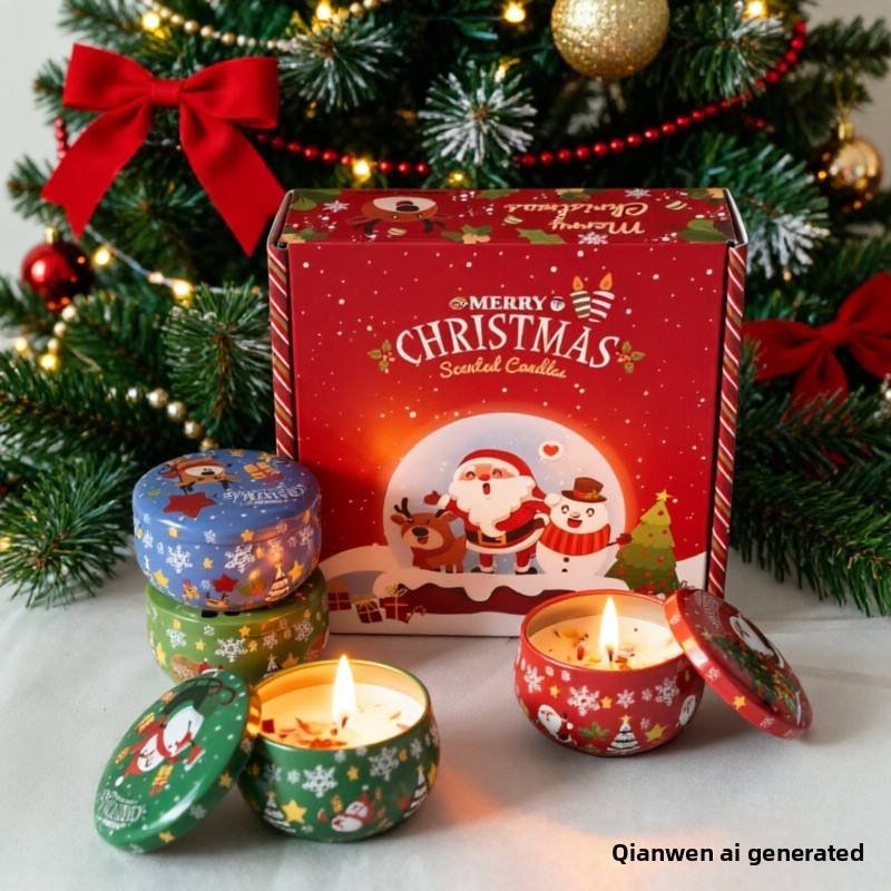 Cross-border Christmas Aromatherapy Soy Wax Candle Gift Set Scented Candles Souvenirs Plant-Extract Essential Oils Long-Lasting