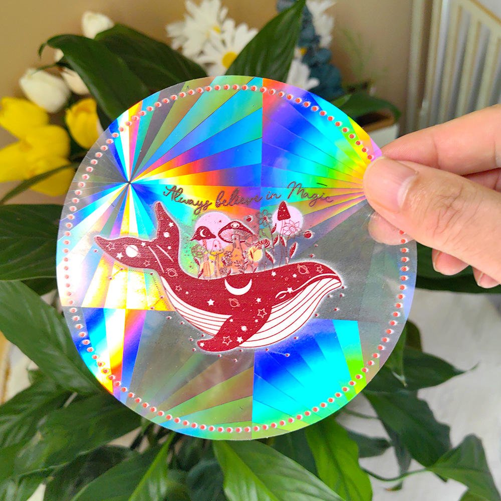 Rainbow Sun Catcher PVC Self Adhesive Circle Window Stickers UV Printing Waterproof Eco-friendly Custom Size Home Decor