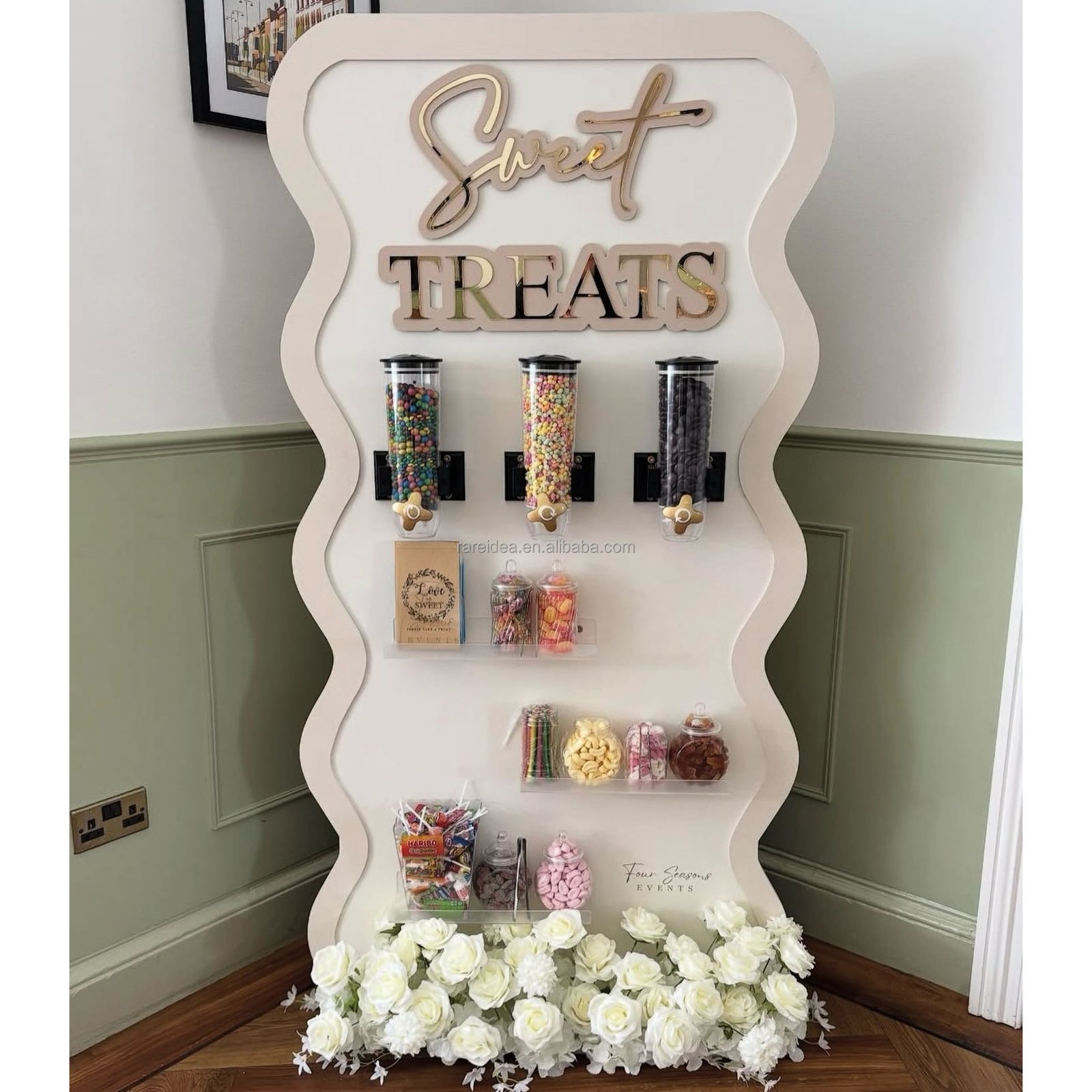 Customized Party Decorations Kids Birthday Party White Pvc Acrylic Snake Stand Candy Wall Backdrop Supplies