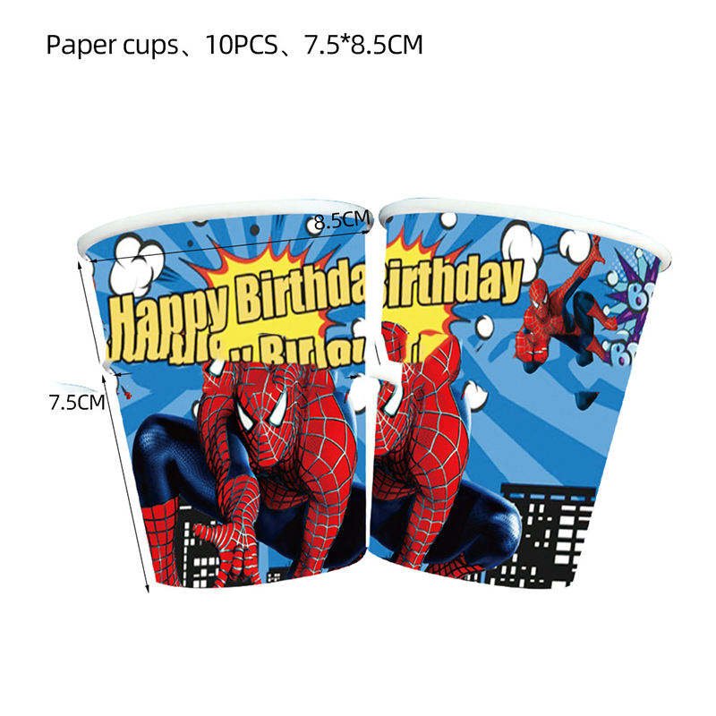 American Spiderman Theme Teen Party Supplies Set Balloon Paper Backdrop Decor Kit Durable Waterproof for Birthday Celebration