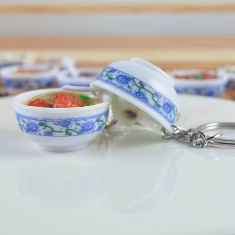 PVC Simulation Food Backpack Pendant Decoration Toy Simulation Small Bowl Key Chain