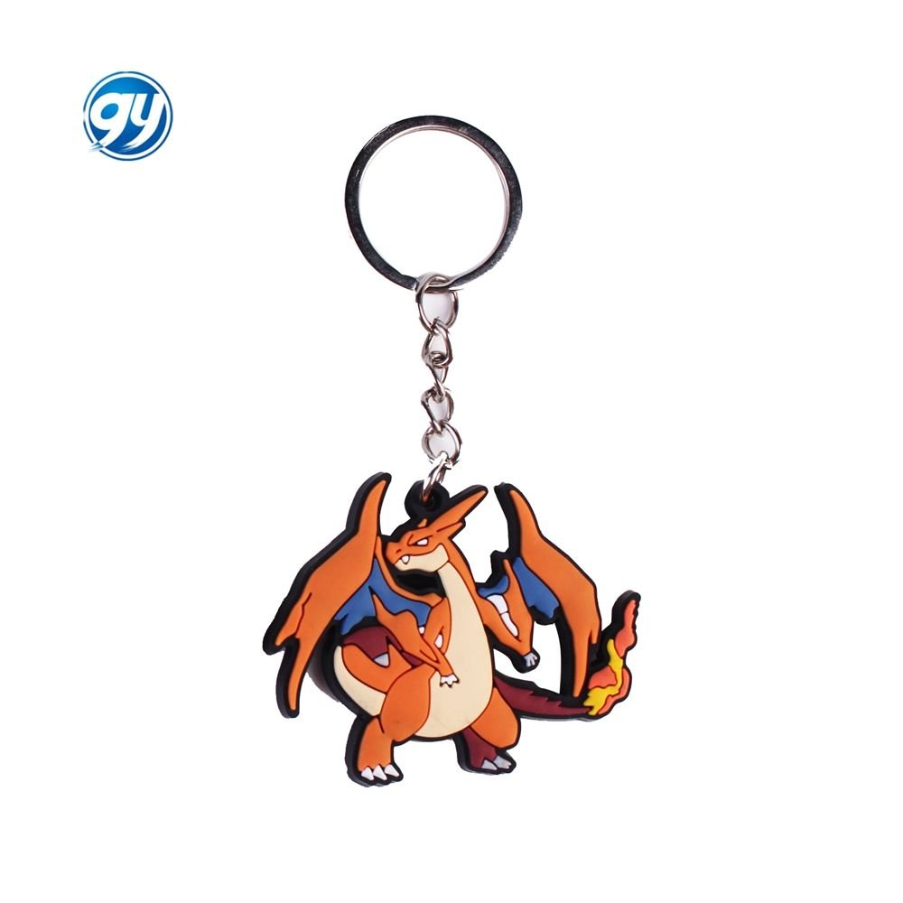 Wholesale 2023 New Cute 2D Soft PVC Rubber Key Chains Custom Anime Keychains Pikachu Plastic Key Ring Metal Design Cat KeyChain