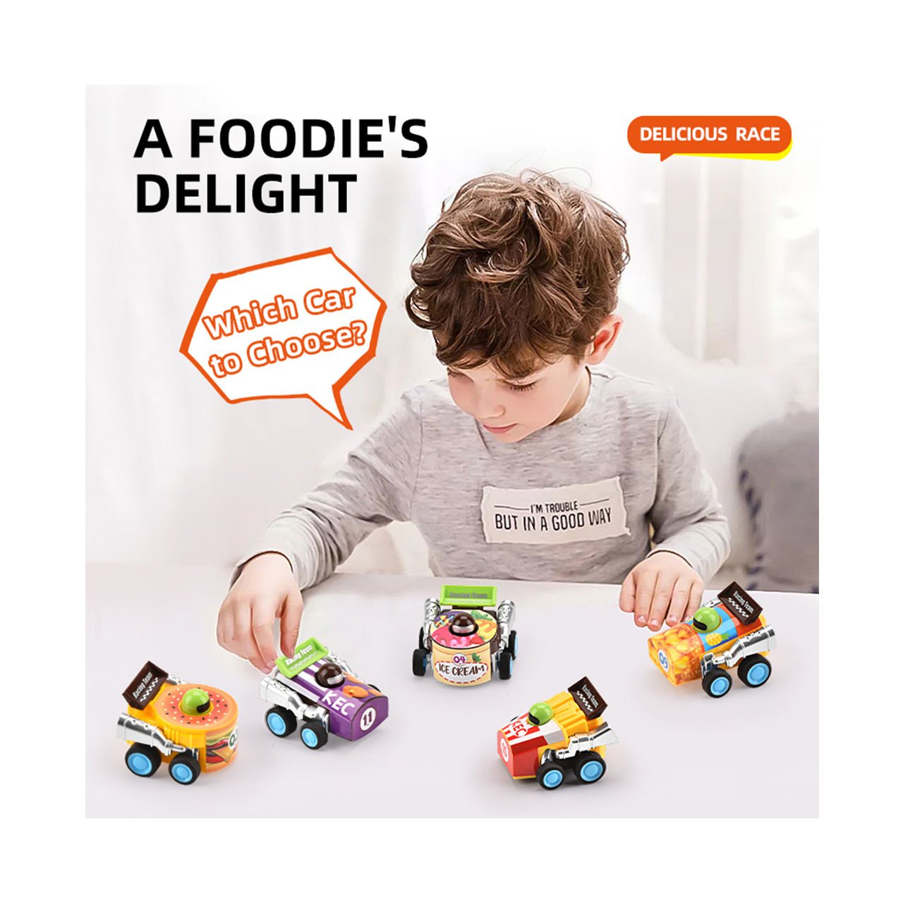 Foodie's Delight Pull-Back Happy Meal Race Car Promotion Gift Candy Toy Candy-Themed Mini Cars Little Small Car Food Restaurant