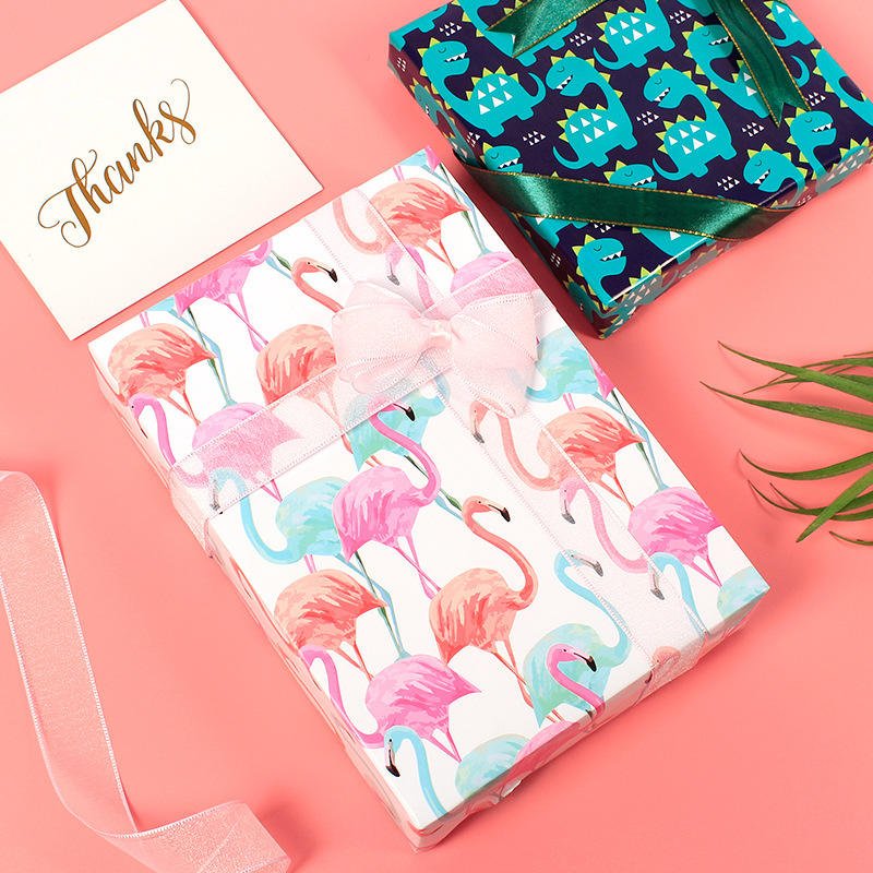Factory Direct Sale Christmas Gift Wrapping Paper Unicorn Flamingo Birthday Custom Printed Gift Packing Paper Craft