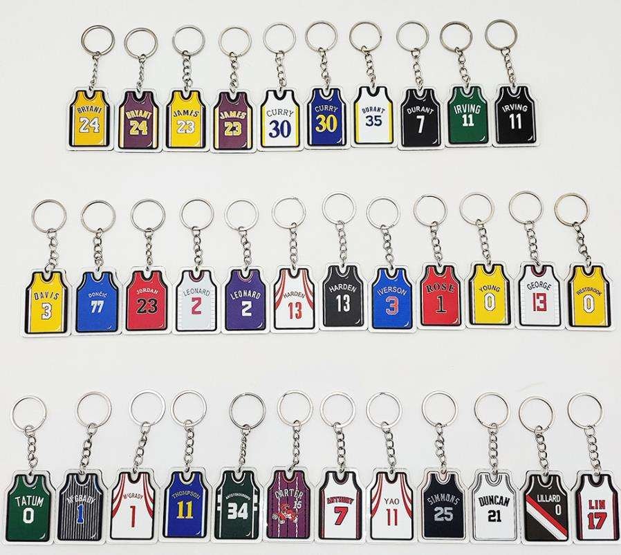 Wholesale Acrylic Promotional Gift Souvenir Keyring Acrylic Basketball Star Jersey Keychain Plastic Acrylic Car Pendant
