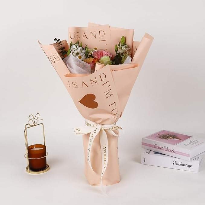 Single-Sided Waterproof Recyclable Floral Craft Paper 20 Sheets Bouquet Wrapping Paper for Florist Supplies Gift DIY Wedding