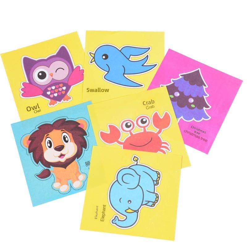 Bags 96 Sheets 48 Cartoon Animal Paper-Cut Color Printing Children's Creative Handmade DIY Kindergarten Zhejiang Nature Theme 14