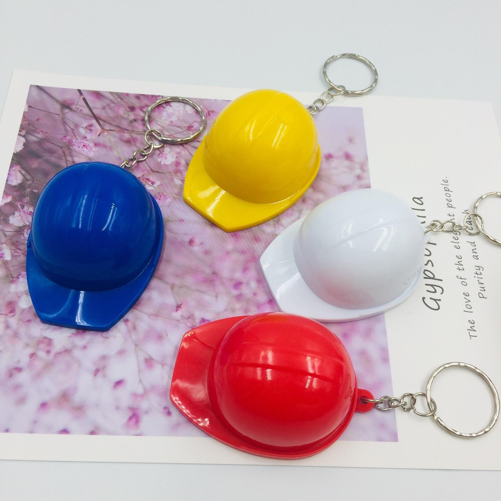 Custom Logo Promotional Plastic 3D Mini Construction Hard Hat Safety Helmet Bottle Opener Keychain Pendant
