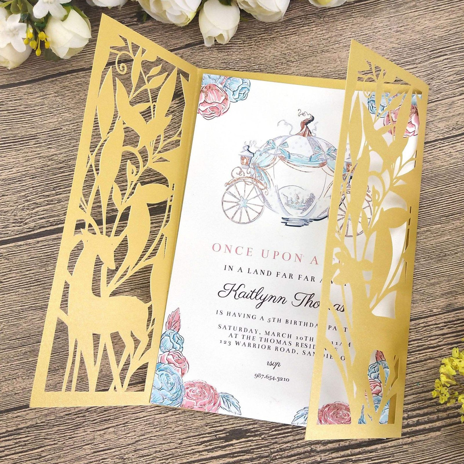 Luxury Elegant Custom Laser Cut Bridal Shower Wedding Invitation Envelope Card