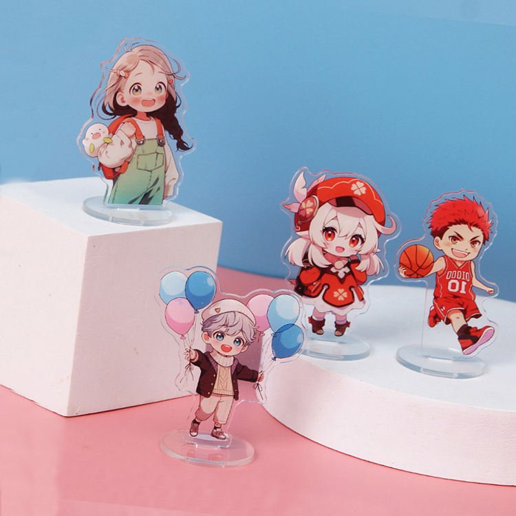 Custom Acrylic Standee Display Clear Stand Cartoon Figure Acrylic Standee Anime Plastic Key Chain Acrylic Keychain