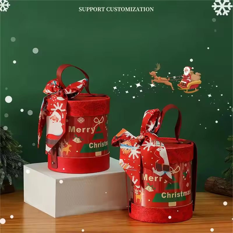 OEM Custom Design Christmas Gift Luxury Round Box Mug Ornaments Christmas Party New Year Gift Set