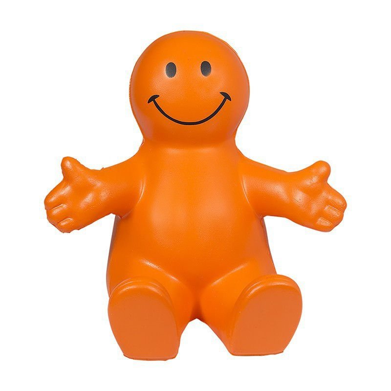 Custom Branded PU Foam Stress Relief Man Toy Bulk Promotional Squeeze Ball with Smiley Face