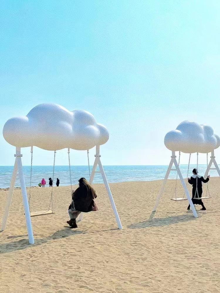 New Product Handmade Custom Size Cloud Double Swing Display Outdoor Beach Other Fiberglass Resin Crafts