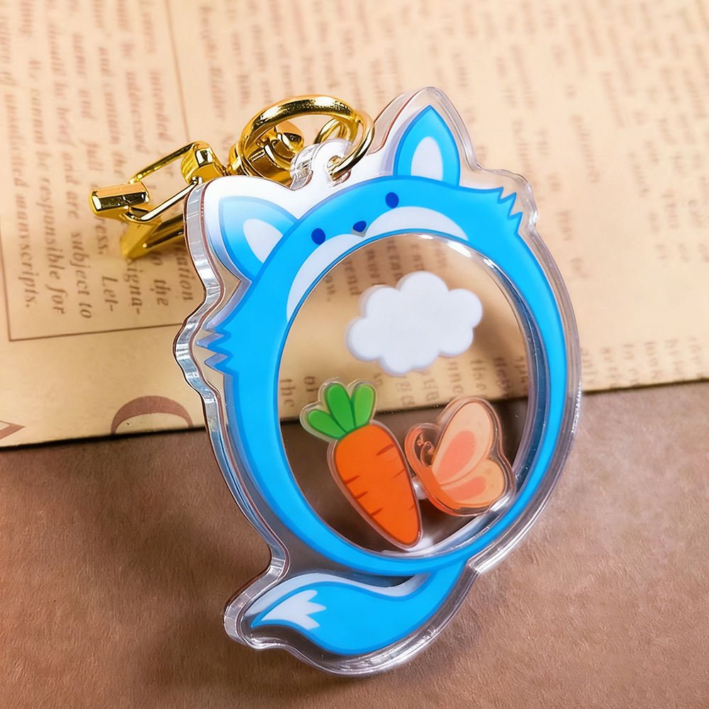 Acrylic Shaker Keychain Charm Shaker Key Chain Custom Acrylic Keyring Factory Design Anime Figure Acrylic Plastic Key Ring