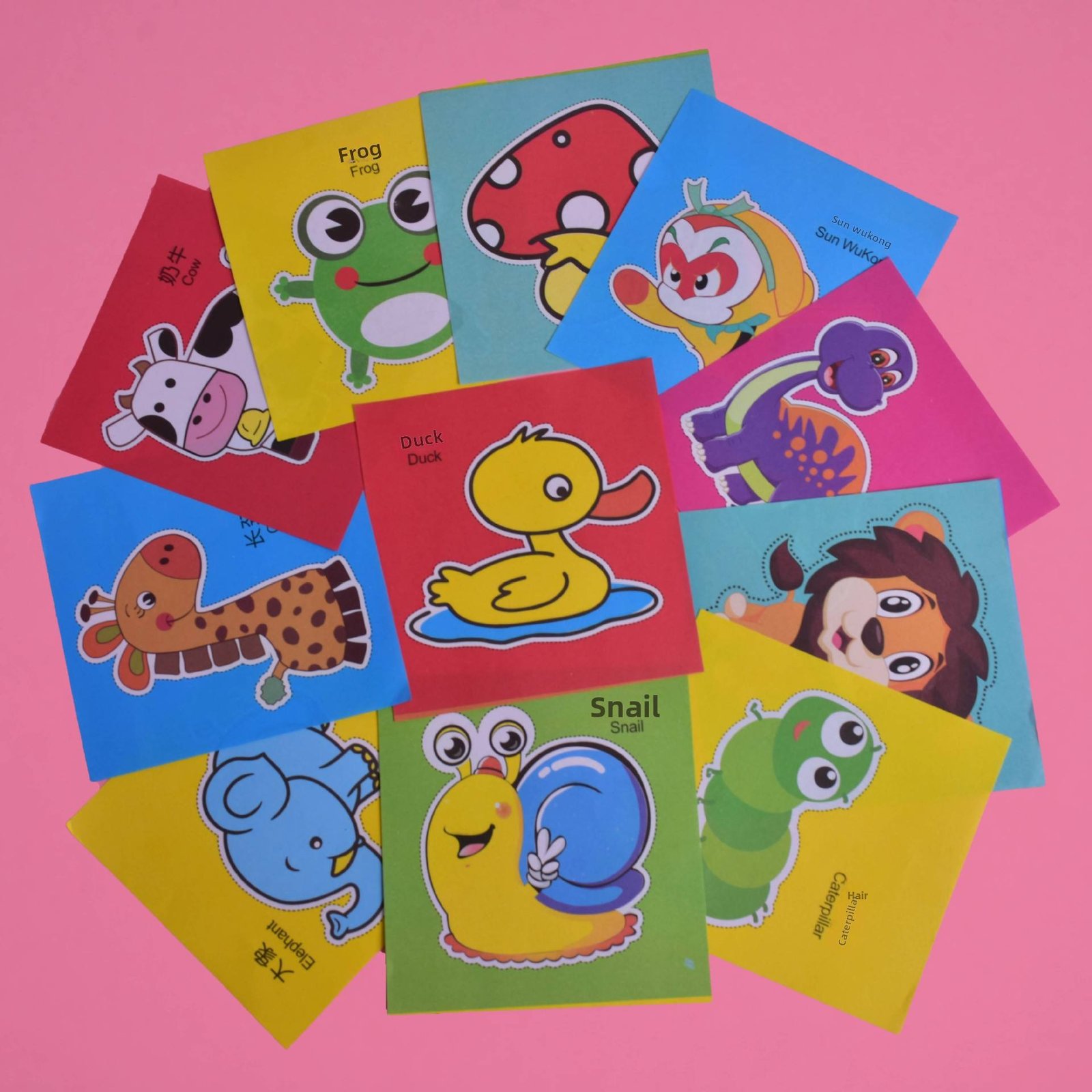 Bags 96 Sheets 48 Cartoon Animal Paper-Cut Color Printing Children's Creative Handmade DIY Kindergarten Zhejiang Nature Theme 14