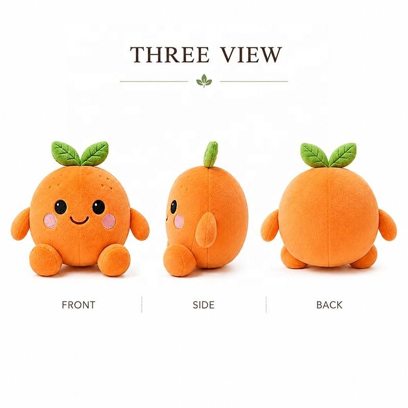 Custom Plush Toy OEM ODM Cute Orange Design Soft Fruit Stuffed Doll Plant Mascot Plush Gift for Brand Promotion