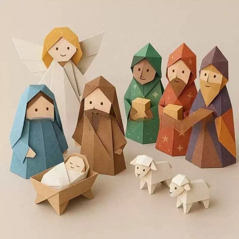 Pafu Cross-border New Product Christmas Origami Craft Set DIY Handmade 3D Pop-up Paper Folding Fun Holiday Gift for Kids